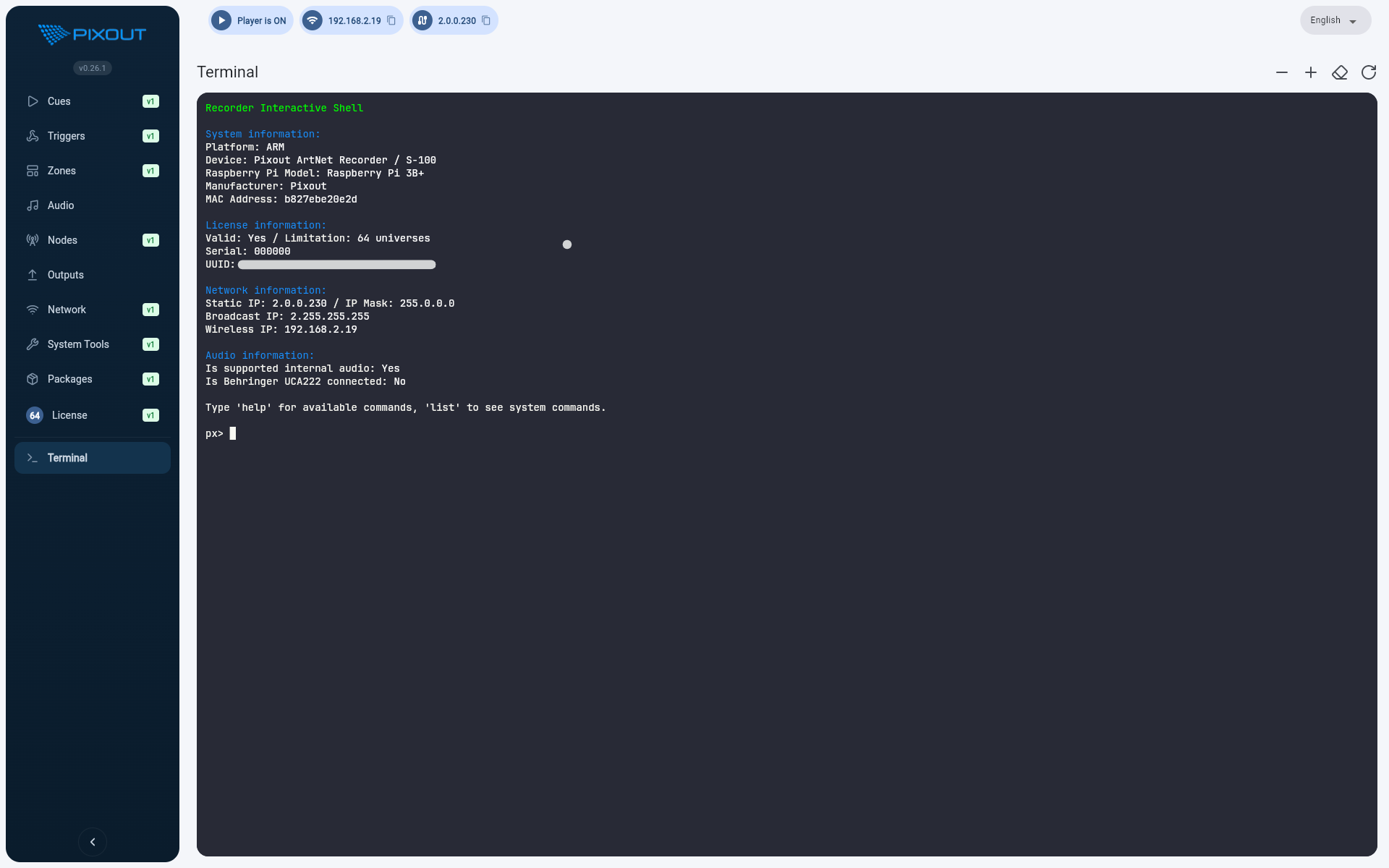 Terminal page