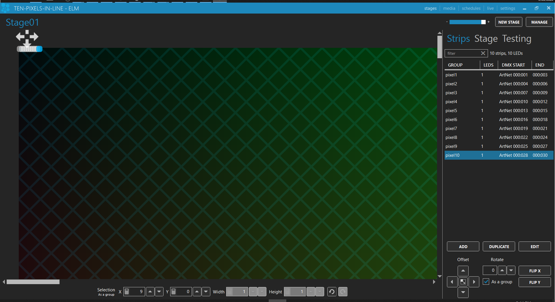 ELM pixel configuration