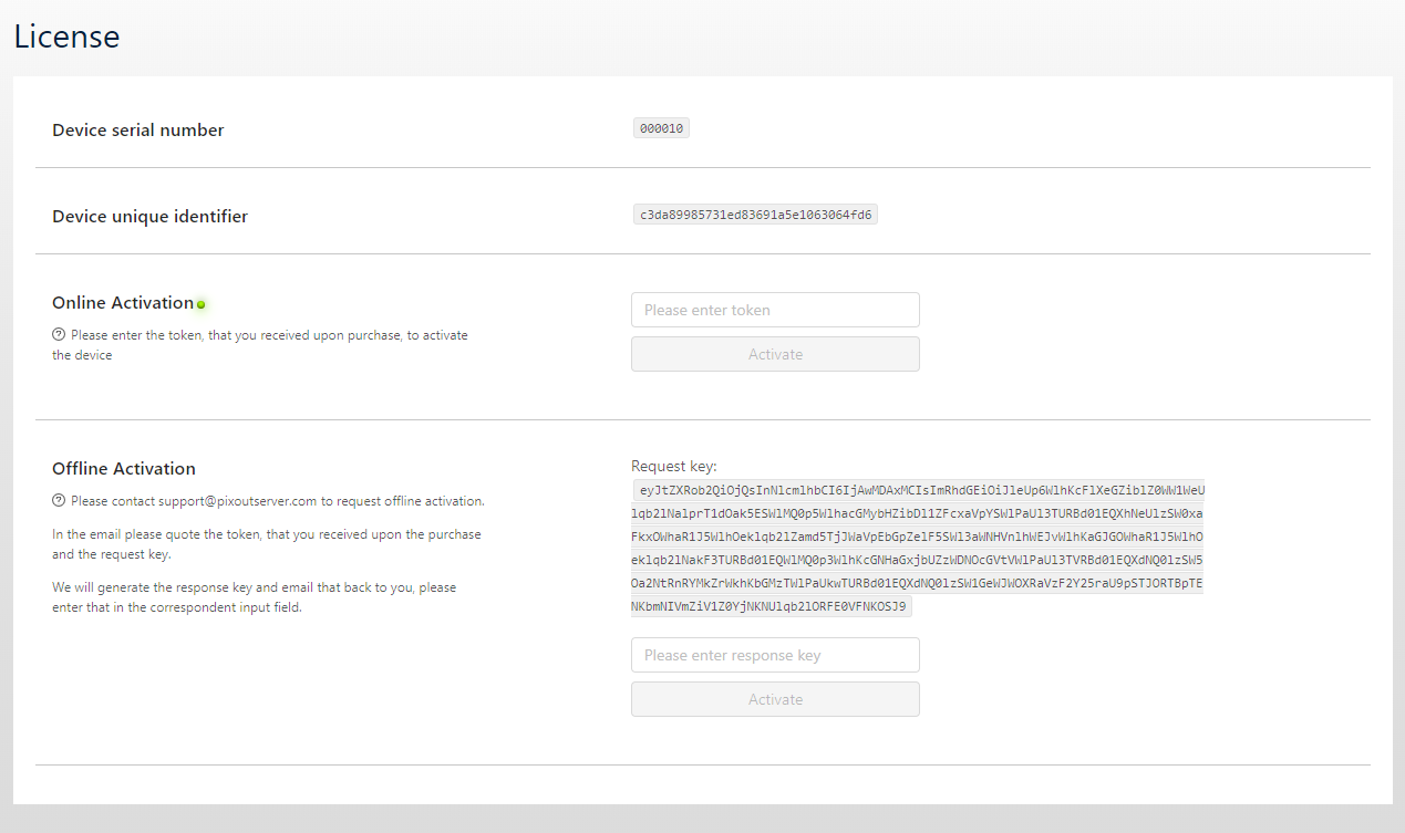 License activation page