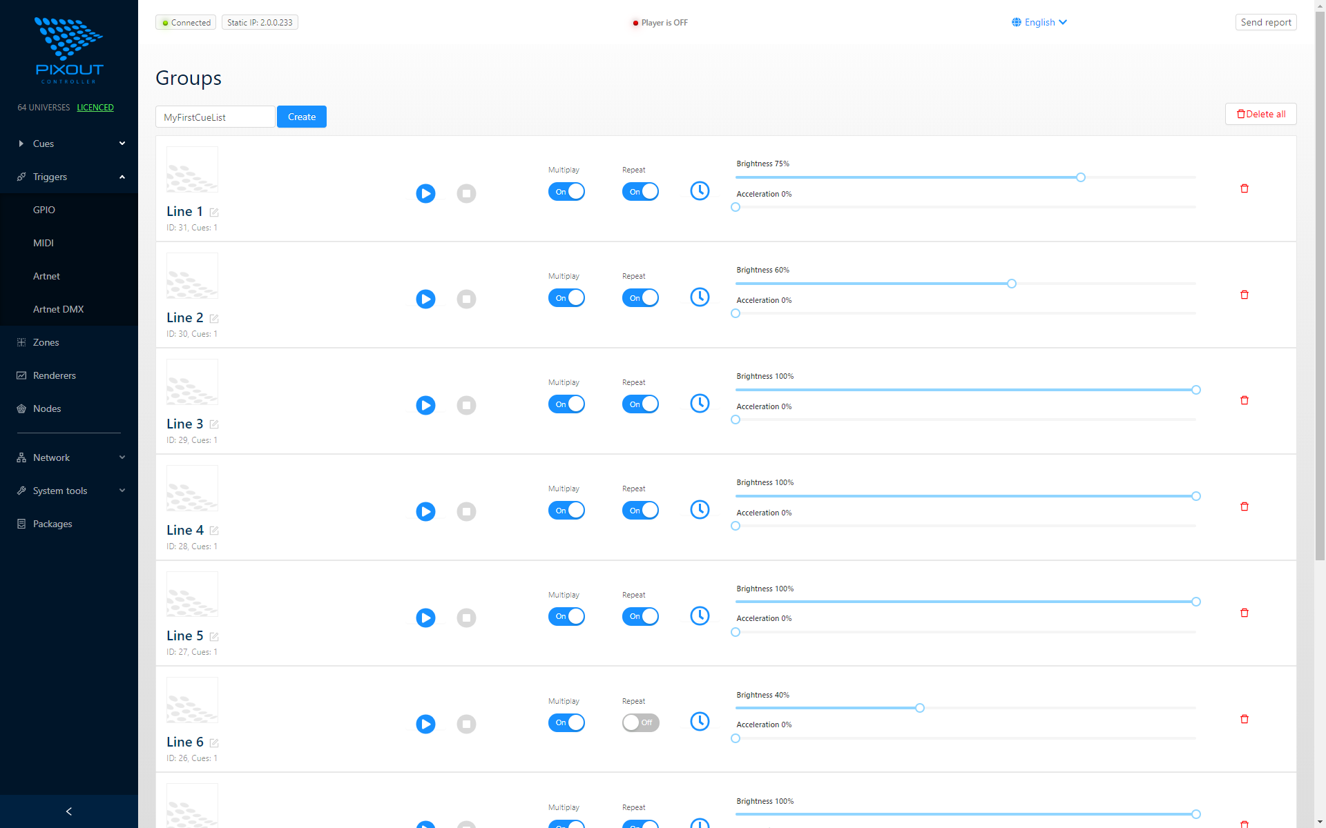 Cues Groups page in Admin Panel