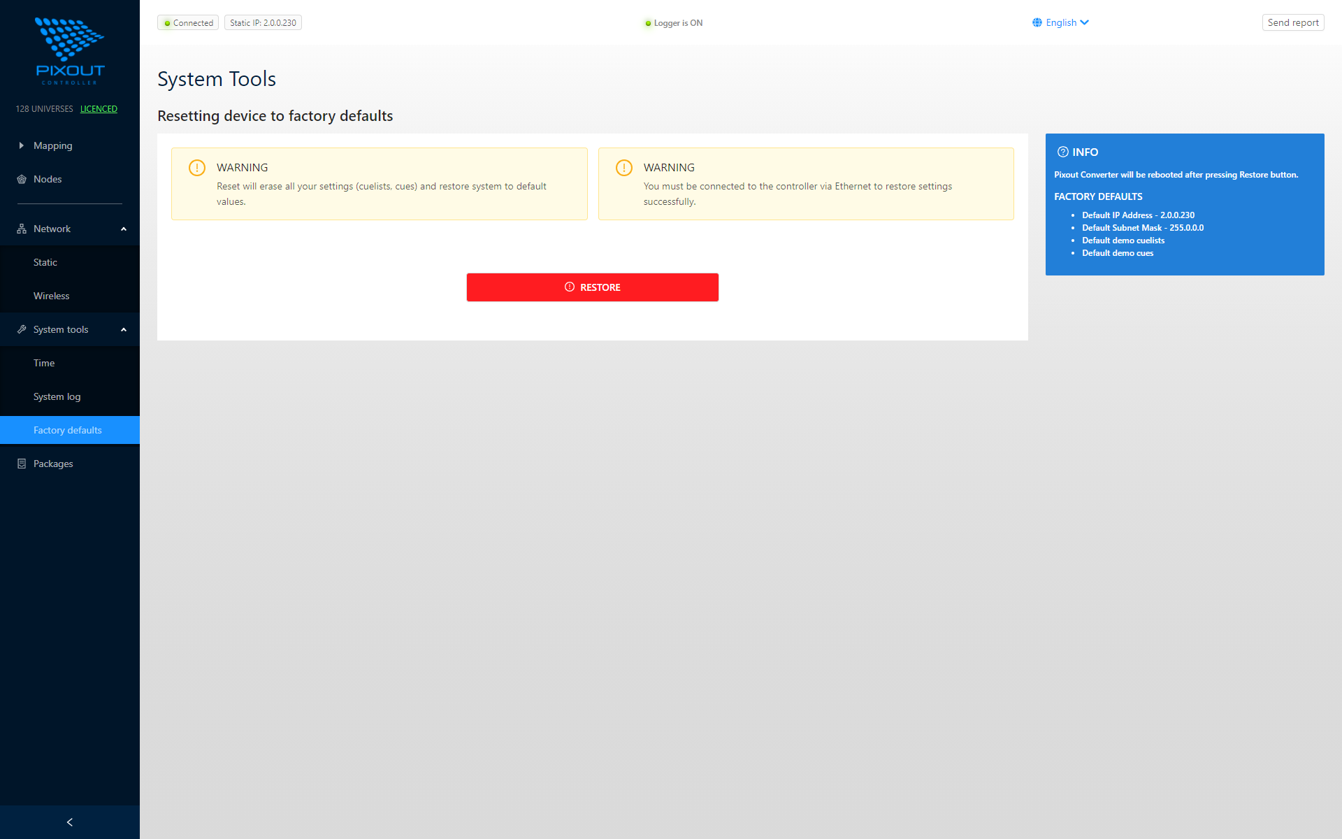 System restore interface