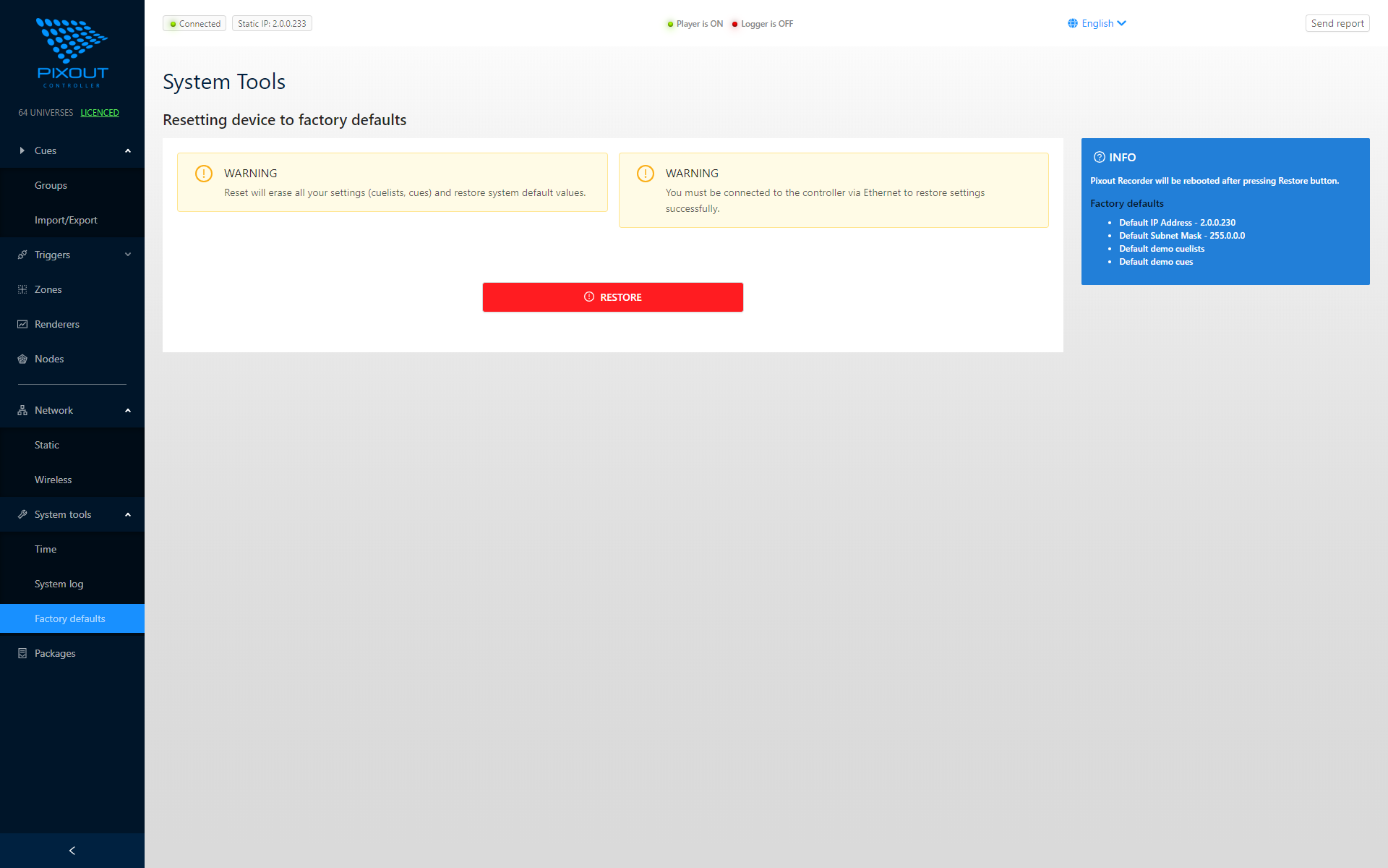 System restore interface