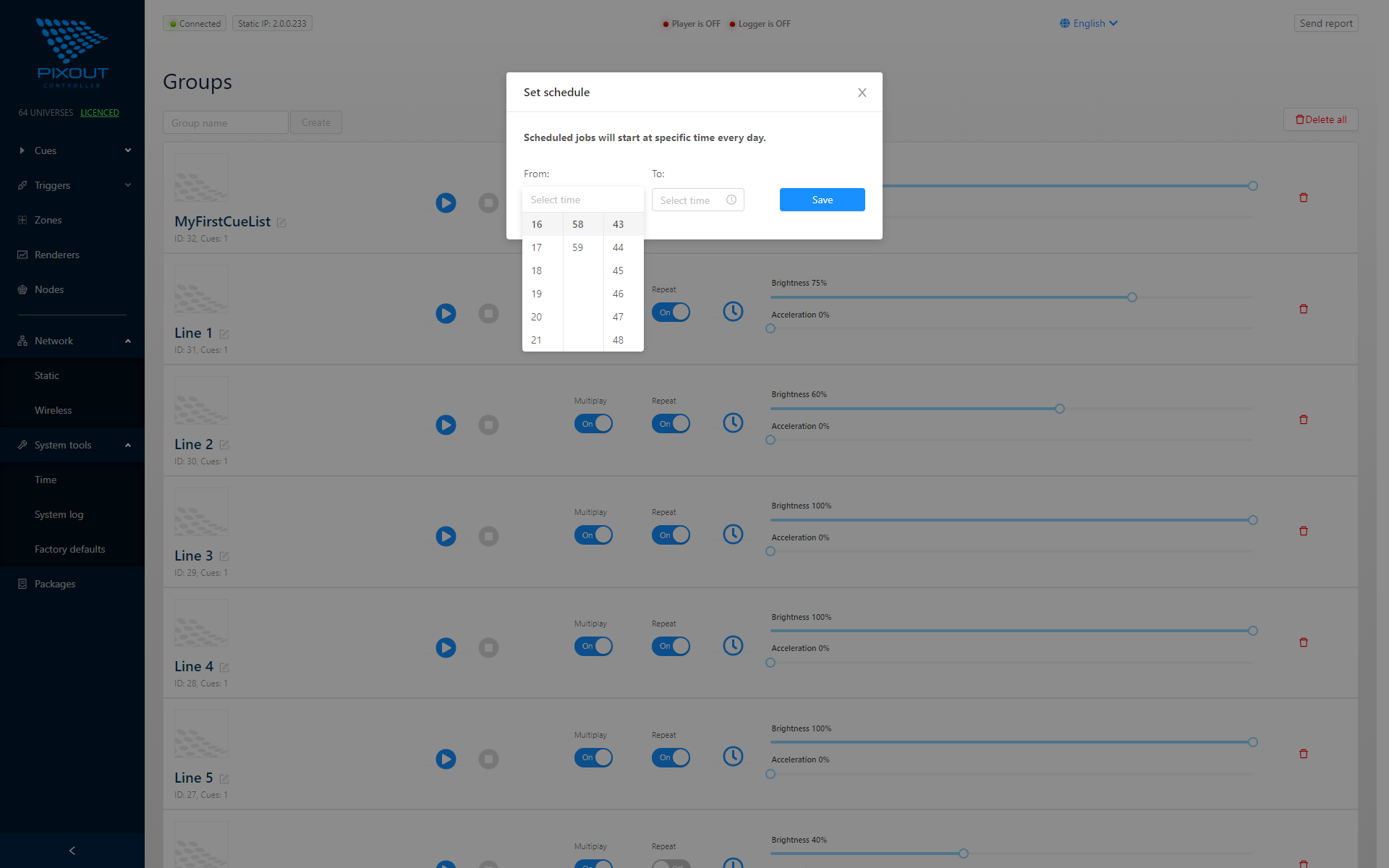 Time Scheduler interface